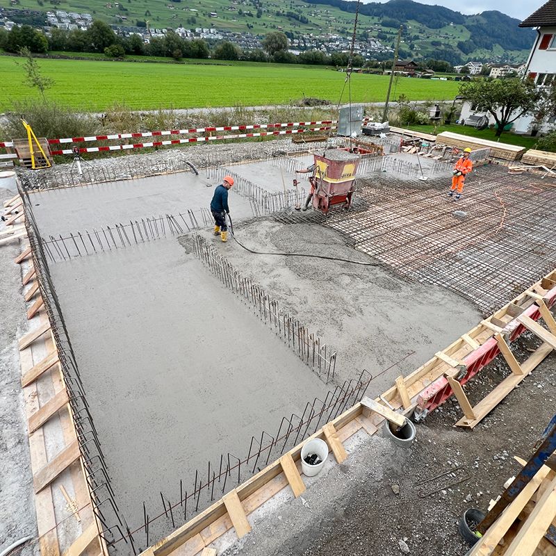 Am Schüpfgraben Buochs: Die Baumeisterarbeiten sind in vollem Gange.